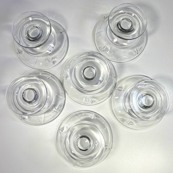 La Rochere Napoleon Bee Clear Glass Footed Dessert Bowls Sherbet Elegant Set/6 - Picture 9 of 11